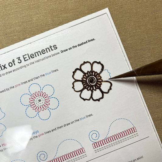 Learn henna at home with the Basics of Henna Drawing Digital Workbook for beginners.