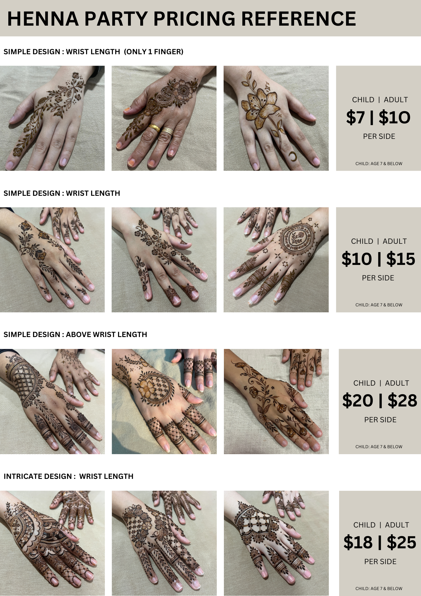 Henna Party: Per Hand Basis